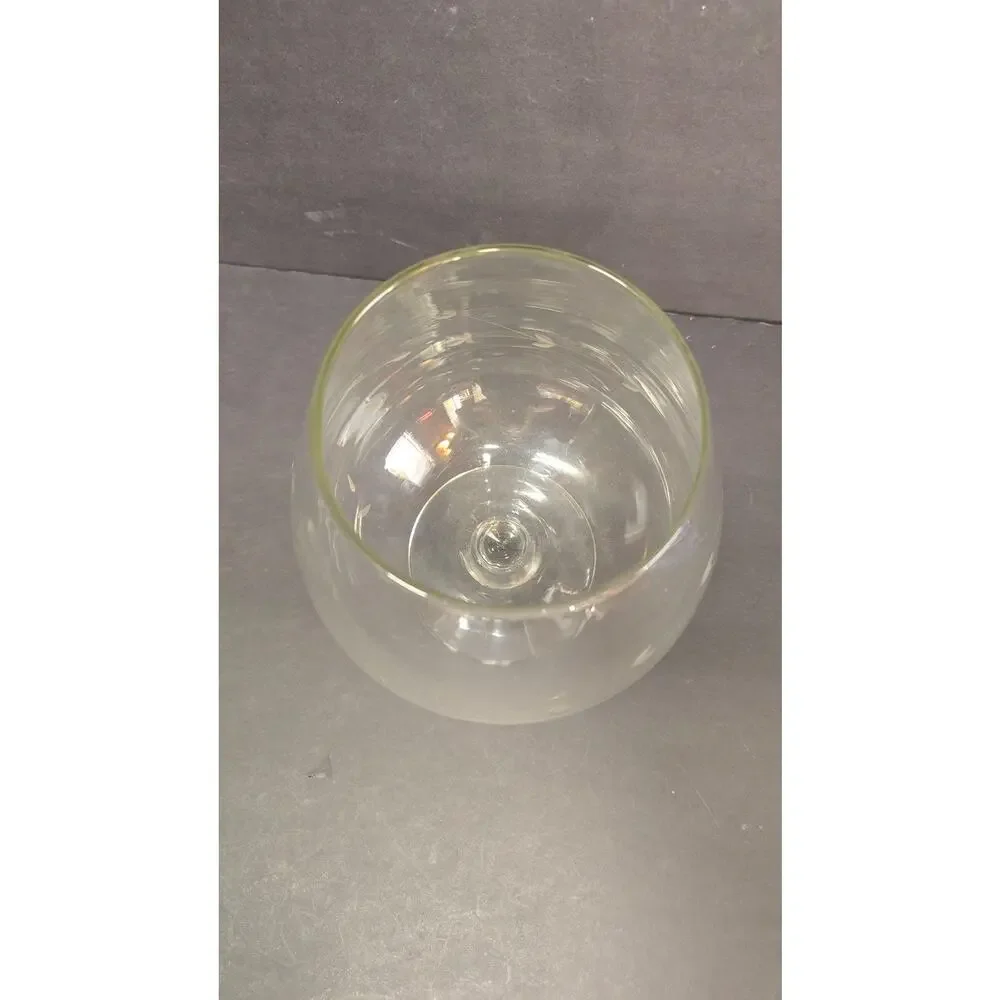 Vintage Princess House Large Snifter Glass Etched Leaf Vine Pattern Decorative